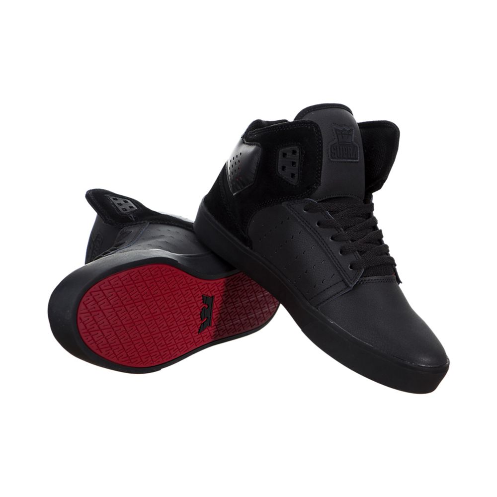 Chaussures de Skate Supra Atom Noir Black/Black-Red Homme | OVH-16303640